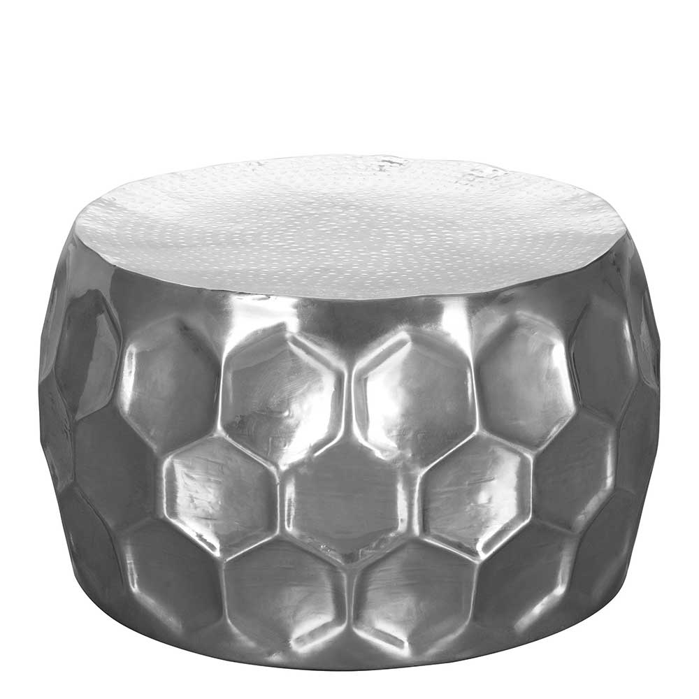 Industriedesign Couchtisch Ennah in Hammerschlag Optik aus Aluminium