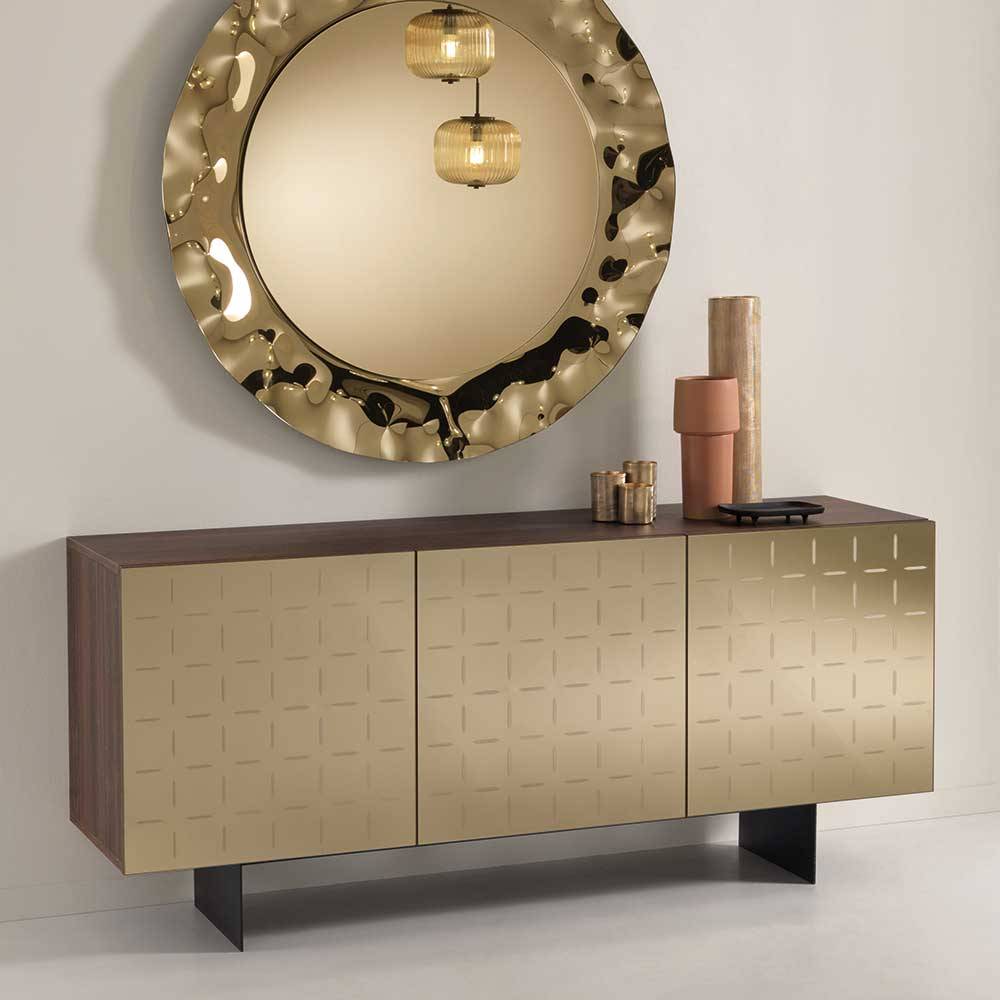 Sideboard Hiscura mit Spiegelglas Front in Bronzefarben