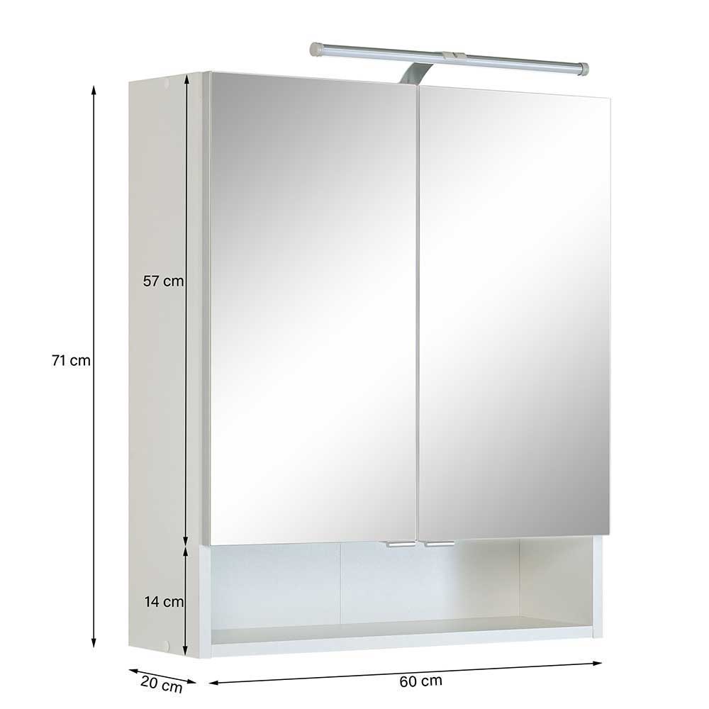 Komplett Badezimmer Set Mosiana in Hellgrau und Weiß mit LED Beleuchtung (fünfteilig)