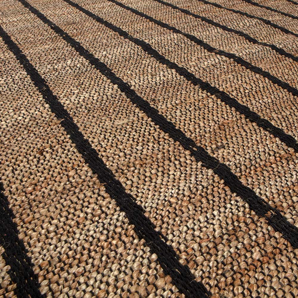 Gestreifter Teppich Damados Jute & Baumwolle in Beige und Schwarz
