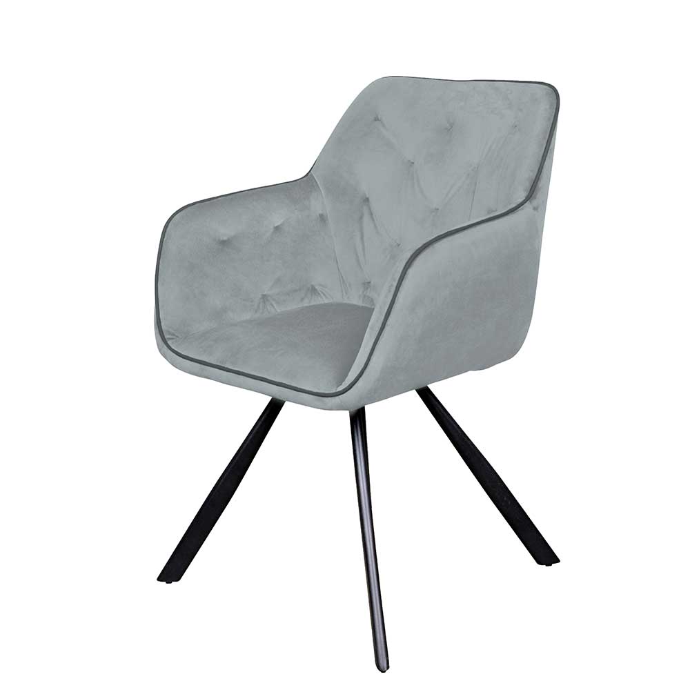 Esstisch Stuhl Maximum in Grau Samt mit Eisengestell