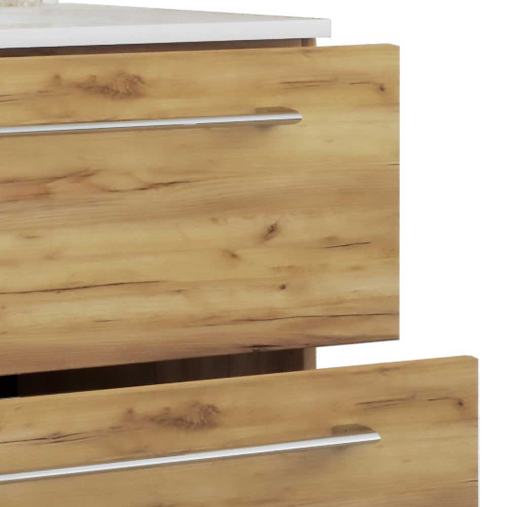Badmöbel-Set Holzoptik Enlino in Wildeiche Honigfarben 150 cm hoch (vierteilig)