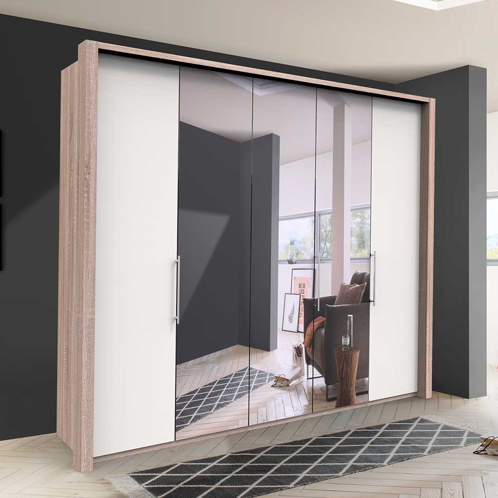 Breiter Schlafzimmerkleiderschrank Lolyana mit Spiegeltüren modern