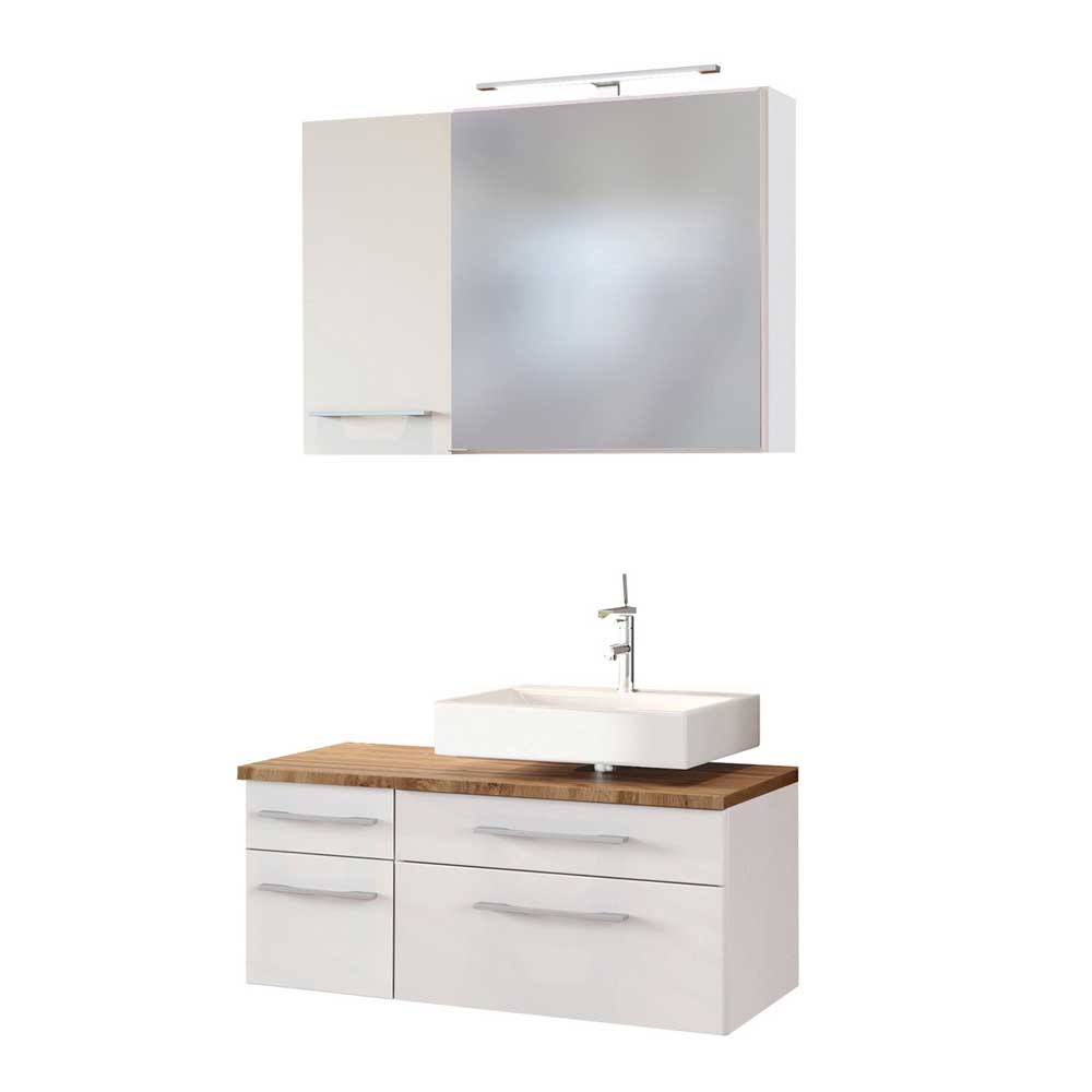 Design Möbel Tropezia für Badezimmer in Weiß und Wildeiche Dekor (dreiteilig)