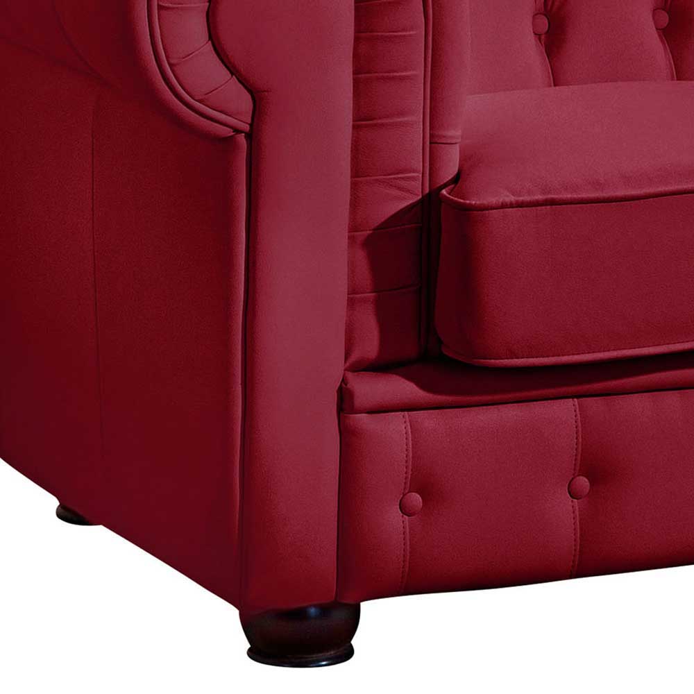 Rote Leder Couch Zoreca im Chesterfield Look 172 cm breit