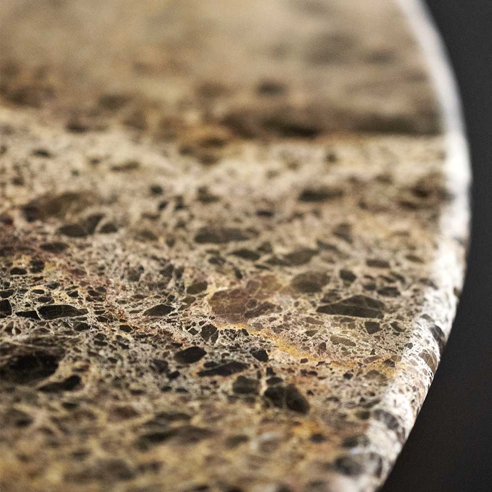 Runder Esszimmer Tisch Udessan aus Eiche Massivholz mit Marmorplatte