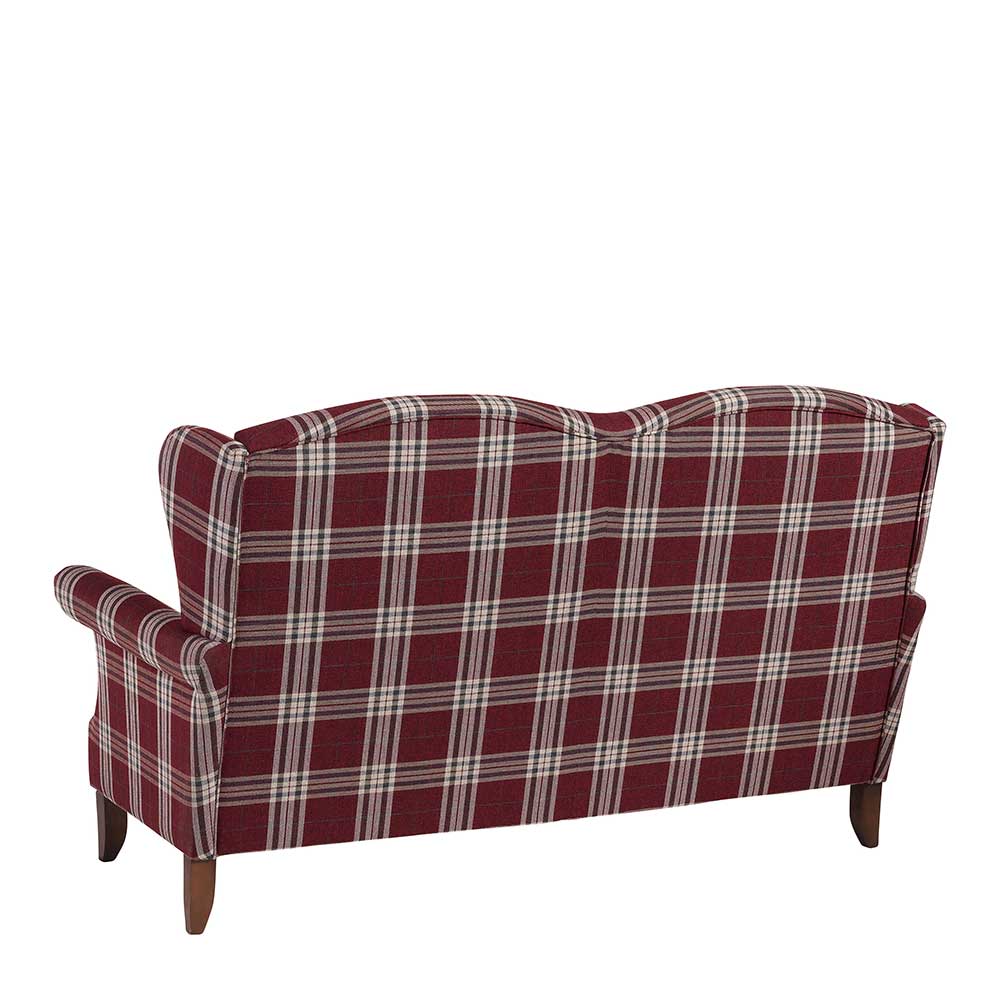 Landhausstil Couch Curt in Rot kariert 193 cm breit - 108 cm hoch