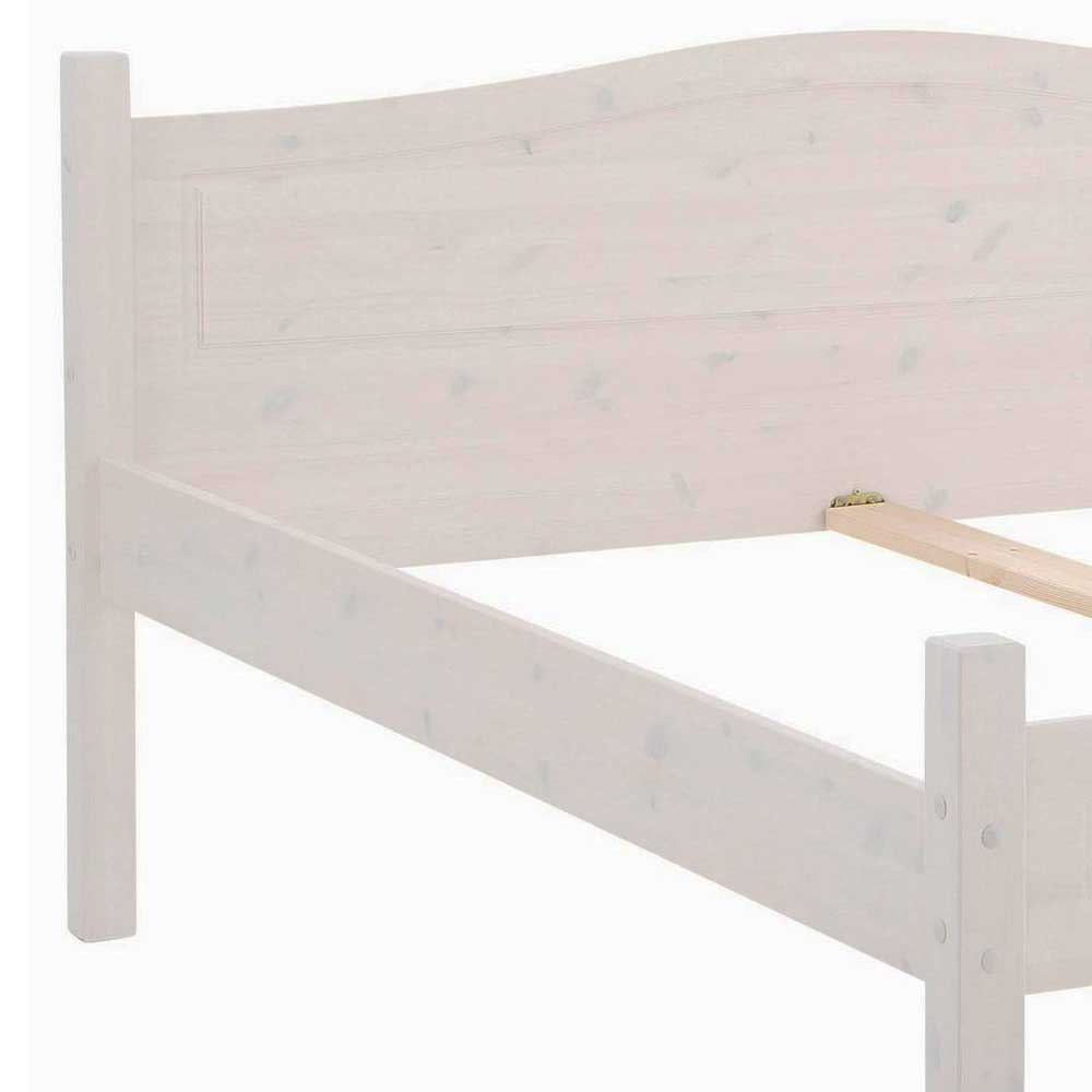 Holzbett Etiennas in Weiß lasiert aus Kiefer Massivholz