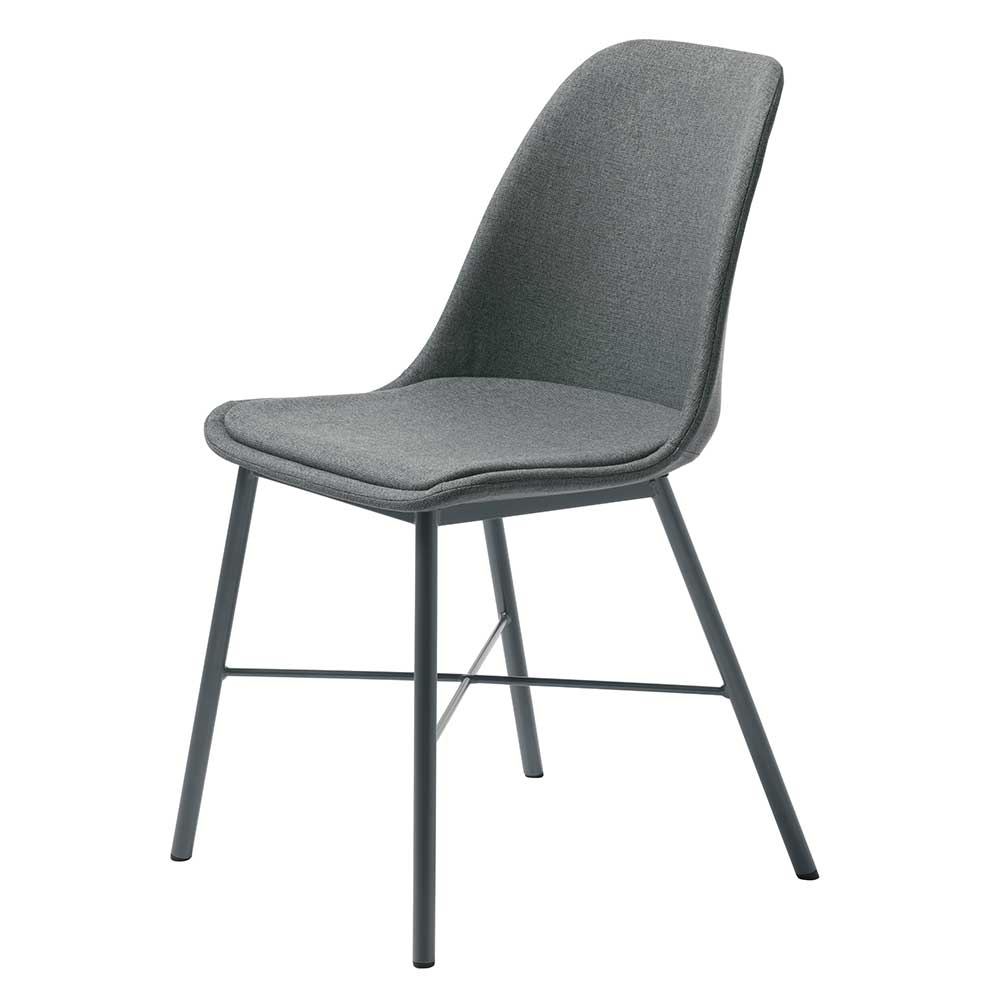 Dunkelgraue Stühle Modesta aus Webstoff und Metall mit 47 cm Sitzhöhe (2er Set)