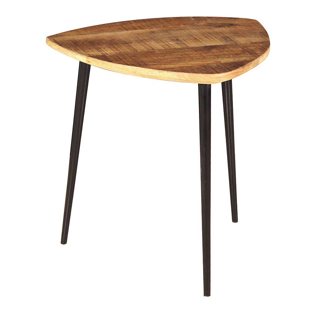 Beistelltisch Dasca mit Tischplatte in Wankelform aus Mangobaum Massivholz