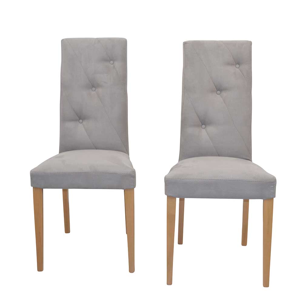 Stühle mit hoher Lehne Sanfetra in Taupe und Eichefarben (2er Set)