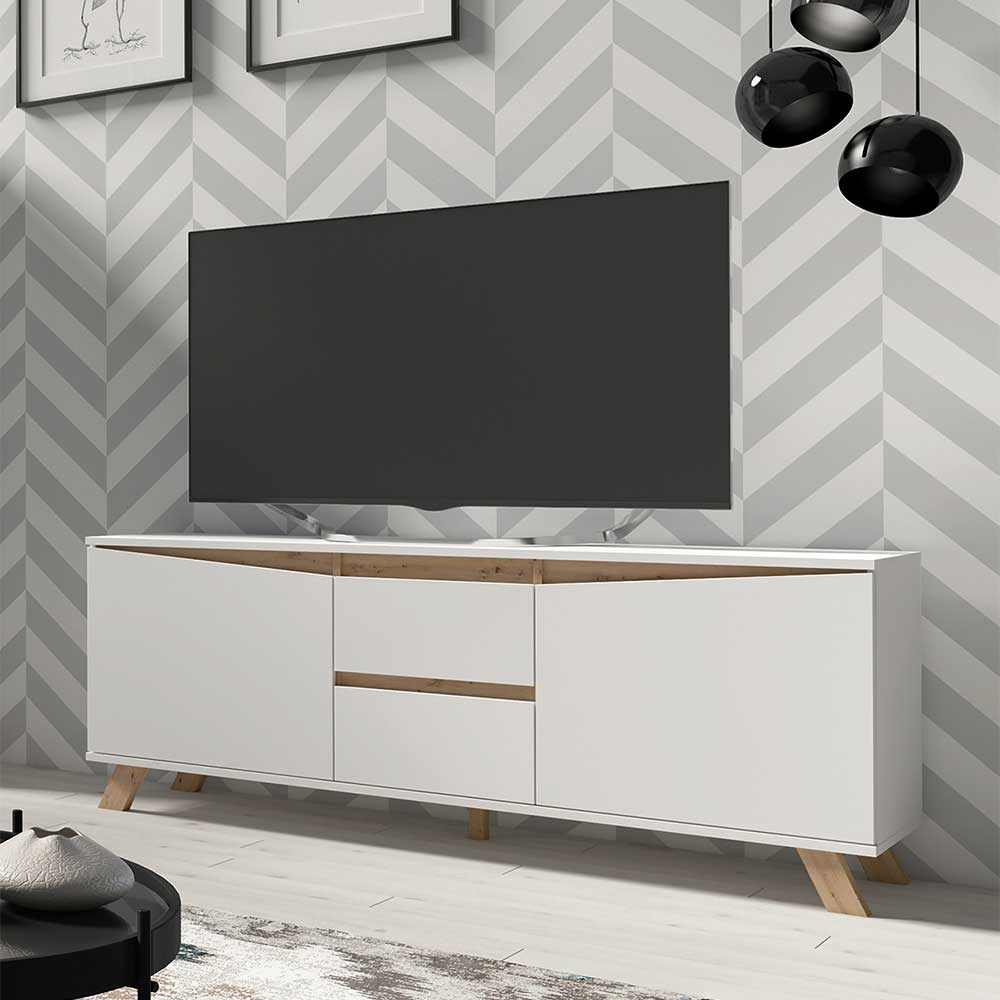 Skandi Design Fernsehlowboard Pirate in Weiß und Wildeichefarben