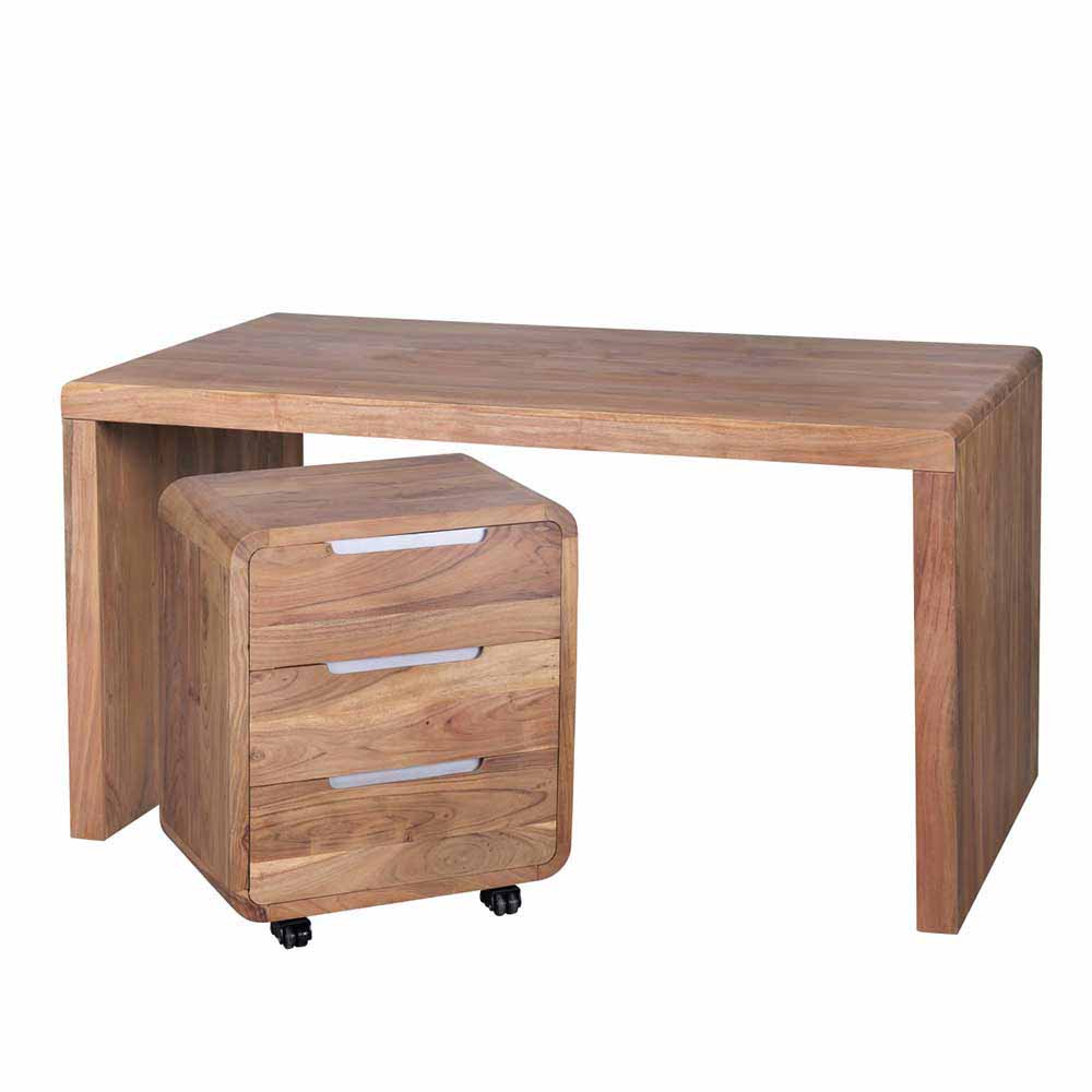 Schreibtisch Levrana aus Akazie Massivholz naturbelassen