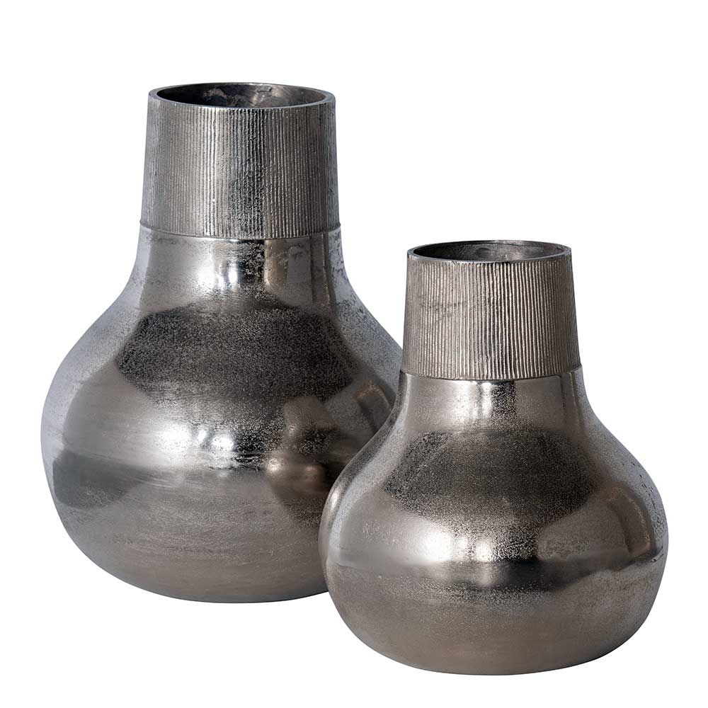 Aluminium Vasen Manore in Silberfarben modernes Design (2er Set)