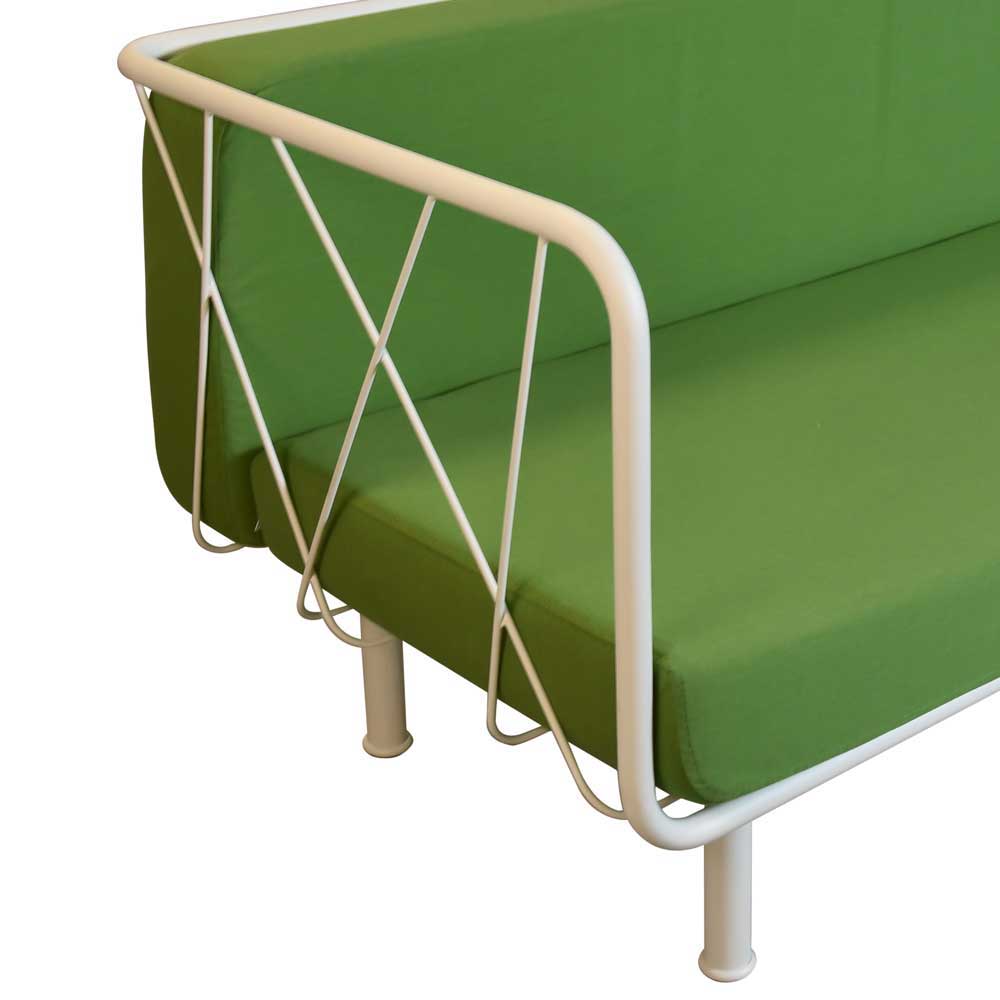 Outdoor Sofa Gino in Grün Webstoff und Weiß Stahl