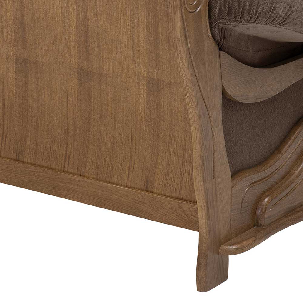 Braune Dreisitzer Couch Vulcanus Made in Germany im rustikalen Stil