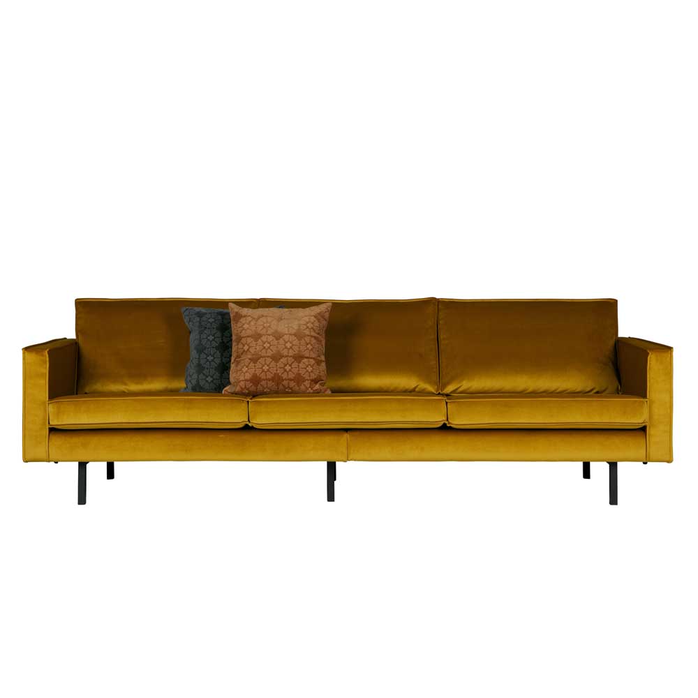Retro Sofa Magoa in Gelb Samtbezug 85 cm hoch