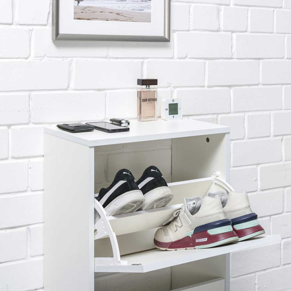 Garderobenschuhschrank Bafata in Weiß inklusive zwei Schuhklappen