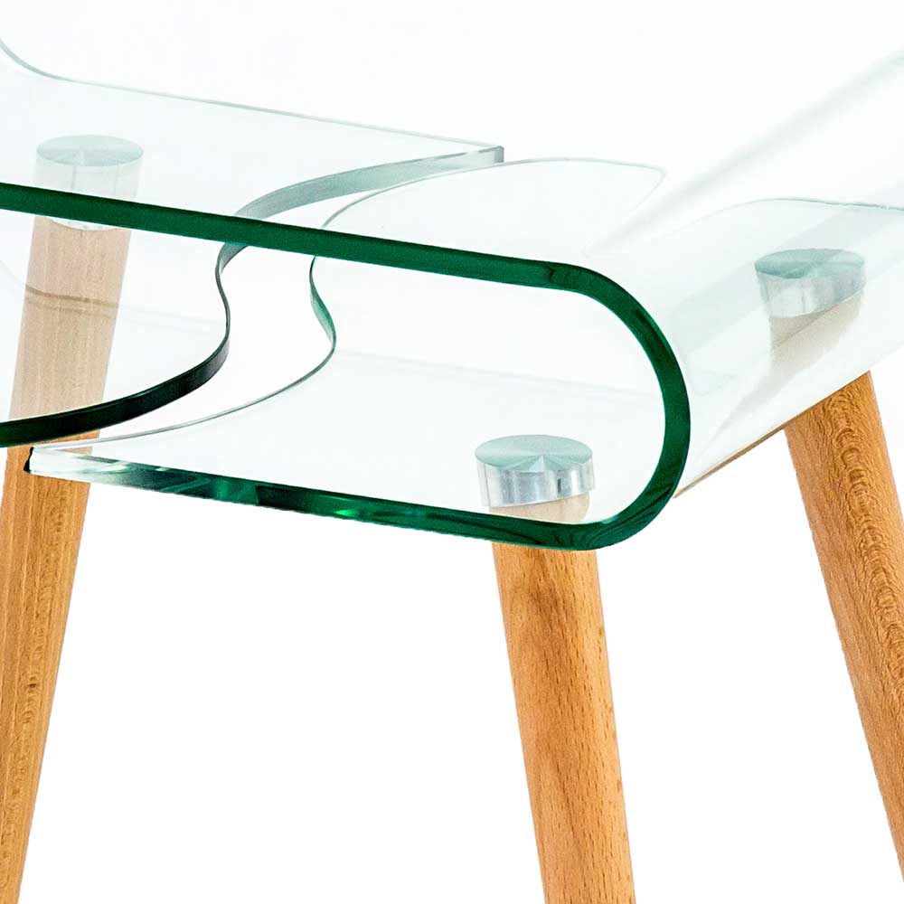 Beistelltisch Sofa modern Srimanko aus Glas und Holz im Skandi Design