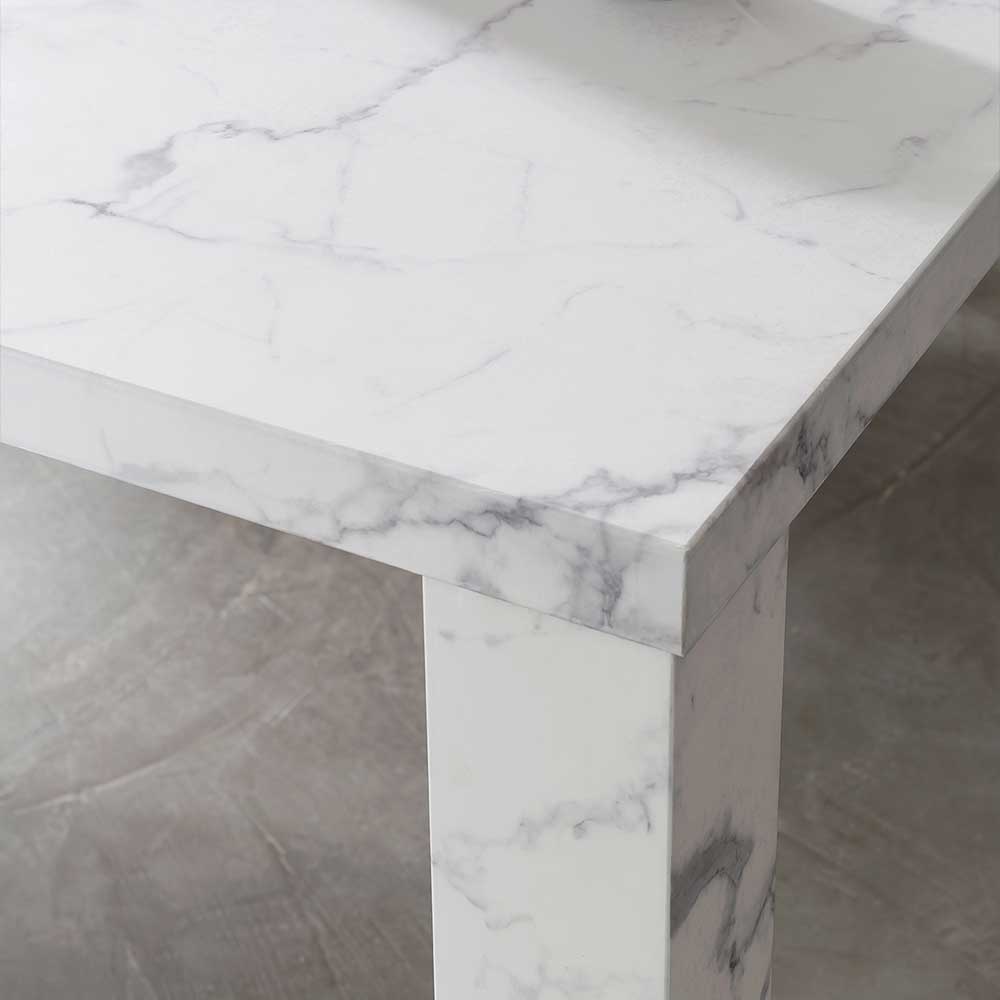 Marmor Optik Tisch Wooden in Weiß und Hellgrau 180x90 cm