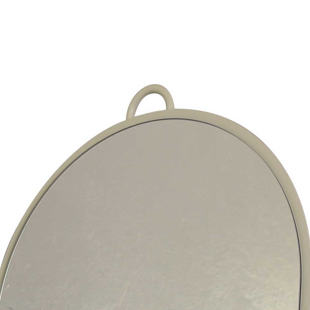 Ovaler Stehspiegel Sovecca in Weiß Metall mit Eiche Massivholz