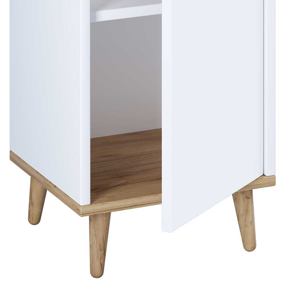 Badezimmermöbel Set Kanmura in Weiß und Wildeiche Honigfarben (vierteilig)