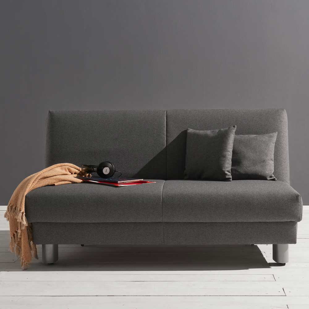 Dreisitzer Sofa Raso in Grau Flachgewebe mit Schlaffunktion