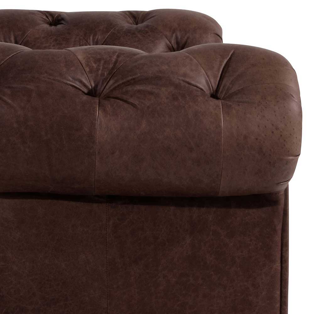 Chesterfield Leder Couch Ziamura in Braun mit 52 cm Sitzhöhe