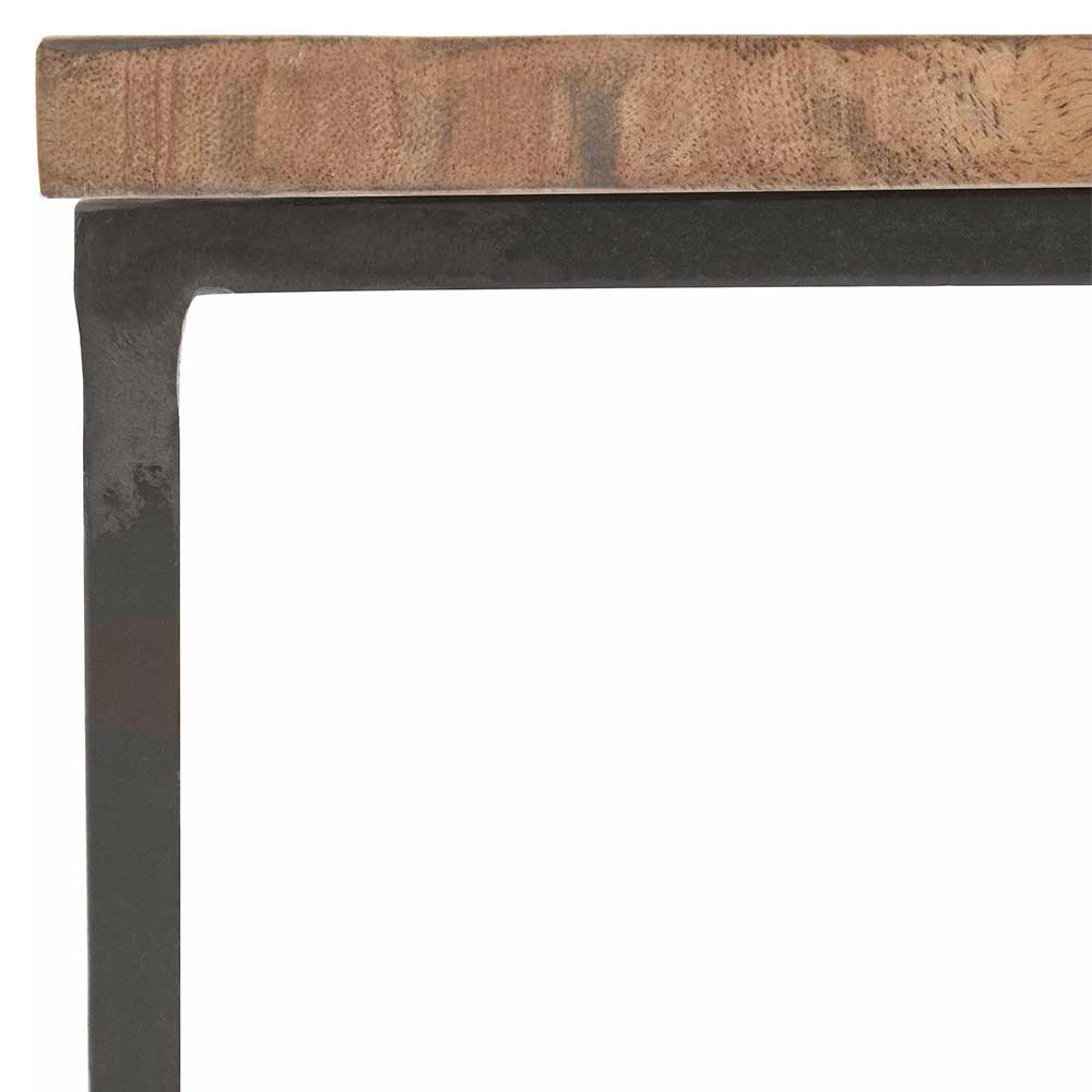 Sofatisch Set Abelles aus Mangobaum Massivholz und Eisen im Loft Design (zweiteilig)