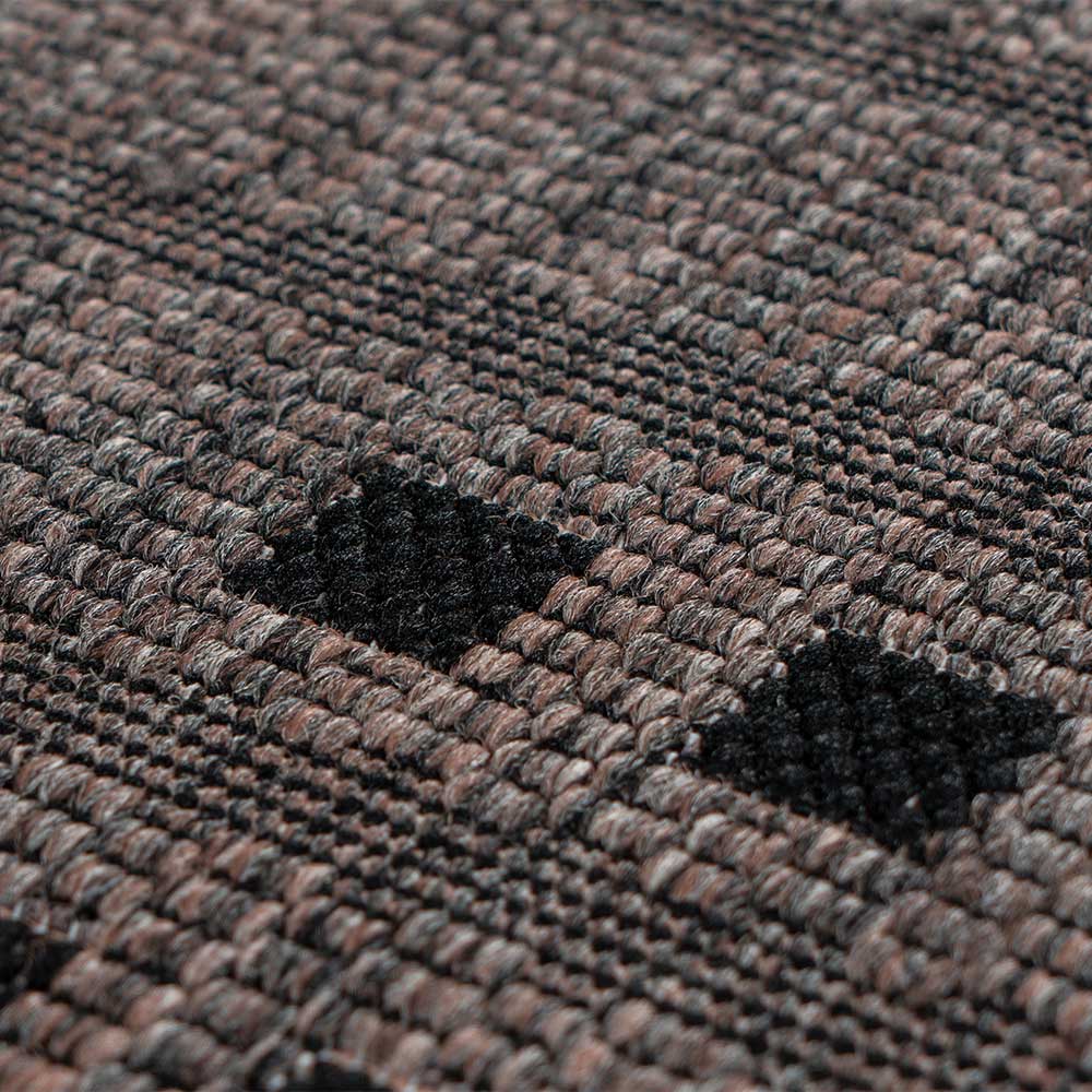 Webteppich Vinessia in Taupe und Schwarz mit geometrischen Mustern