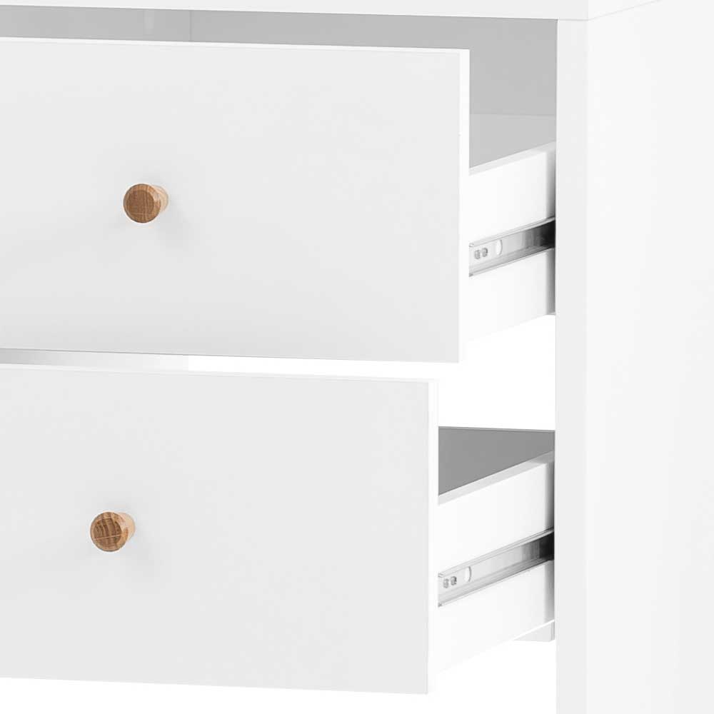 Skandi Design Schreibtisch Fistrius in Weiß mit zwei Schubladen