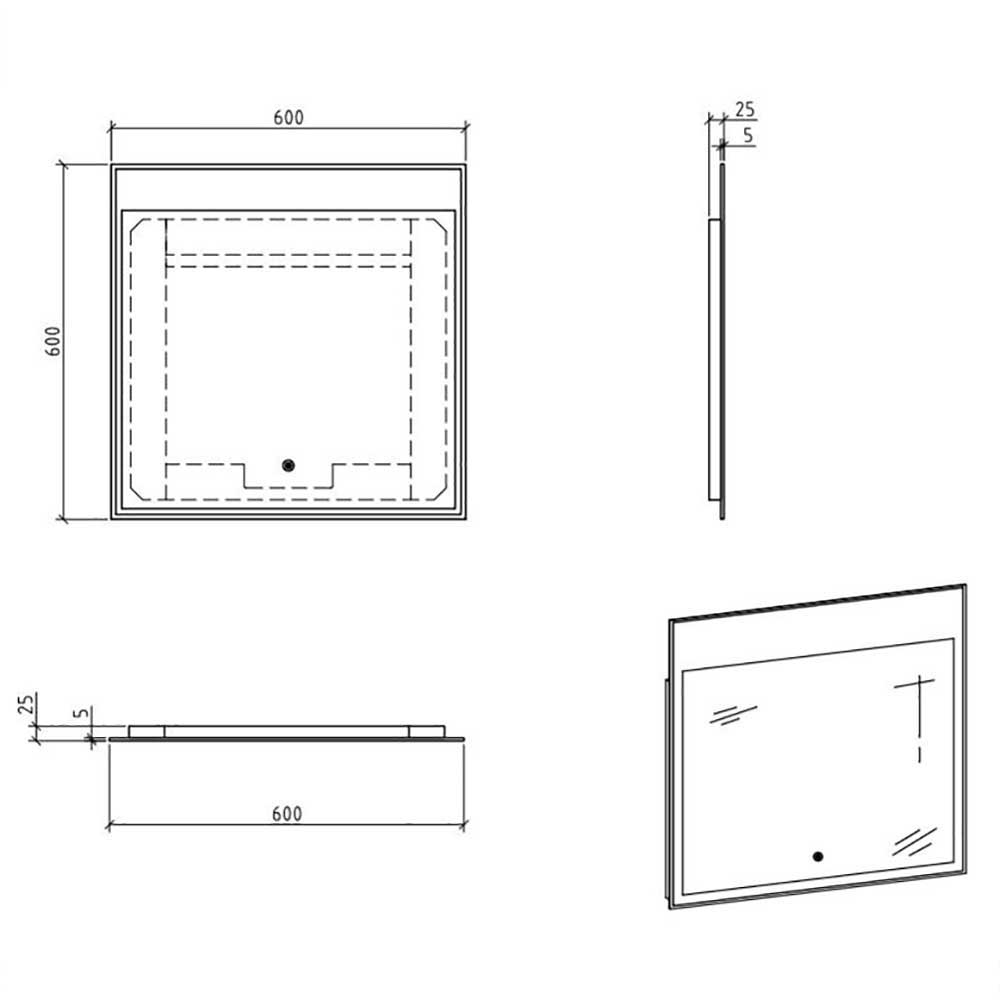 Badezimmer Set Monziva in Beton Grau Nachbildung mit LED Beleuchtung (zweiteilig)