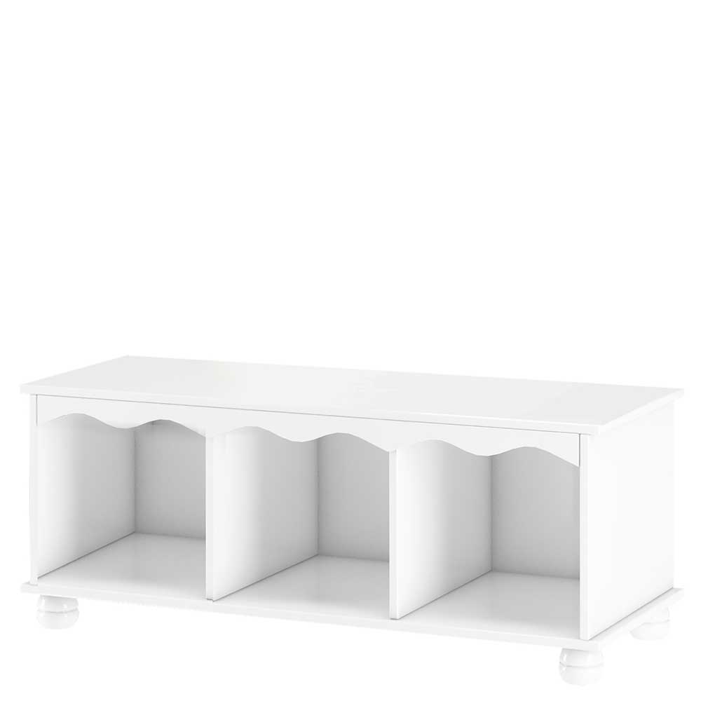 Weiße Dielenbank Sorella aus Kiefer Massivholz im Skandi Design