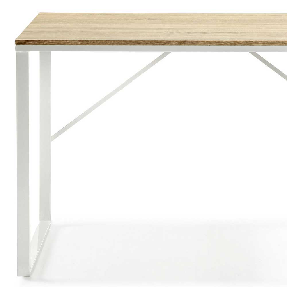 Schreibtisch Finesto in Weiß und Naturfarben 120 cm breit