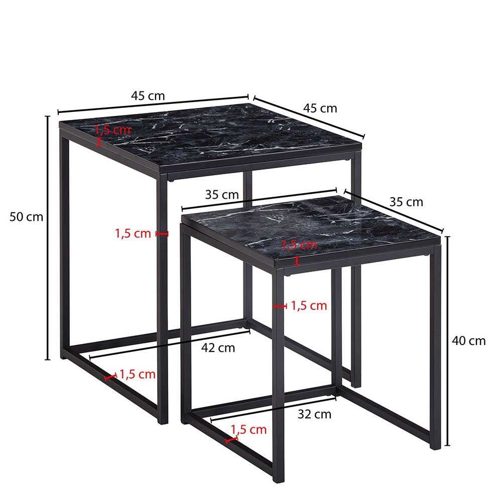 Schwarze Wohnzimmer Tische Kito 50 cm hoch in modernem Design (zweiteilig)