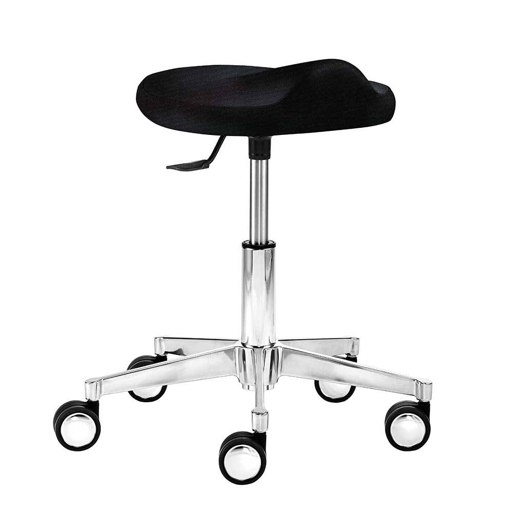 Höhenverstellbarer Sitzhocker Rund in Schwarz Mesh und Chromfarben mit  Rollen | Schreibtischstühle