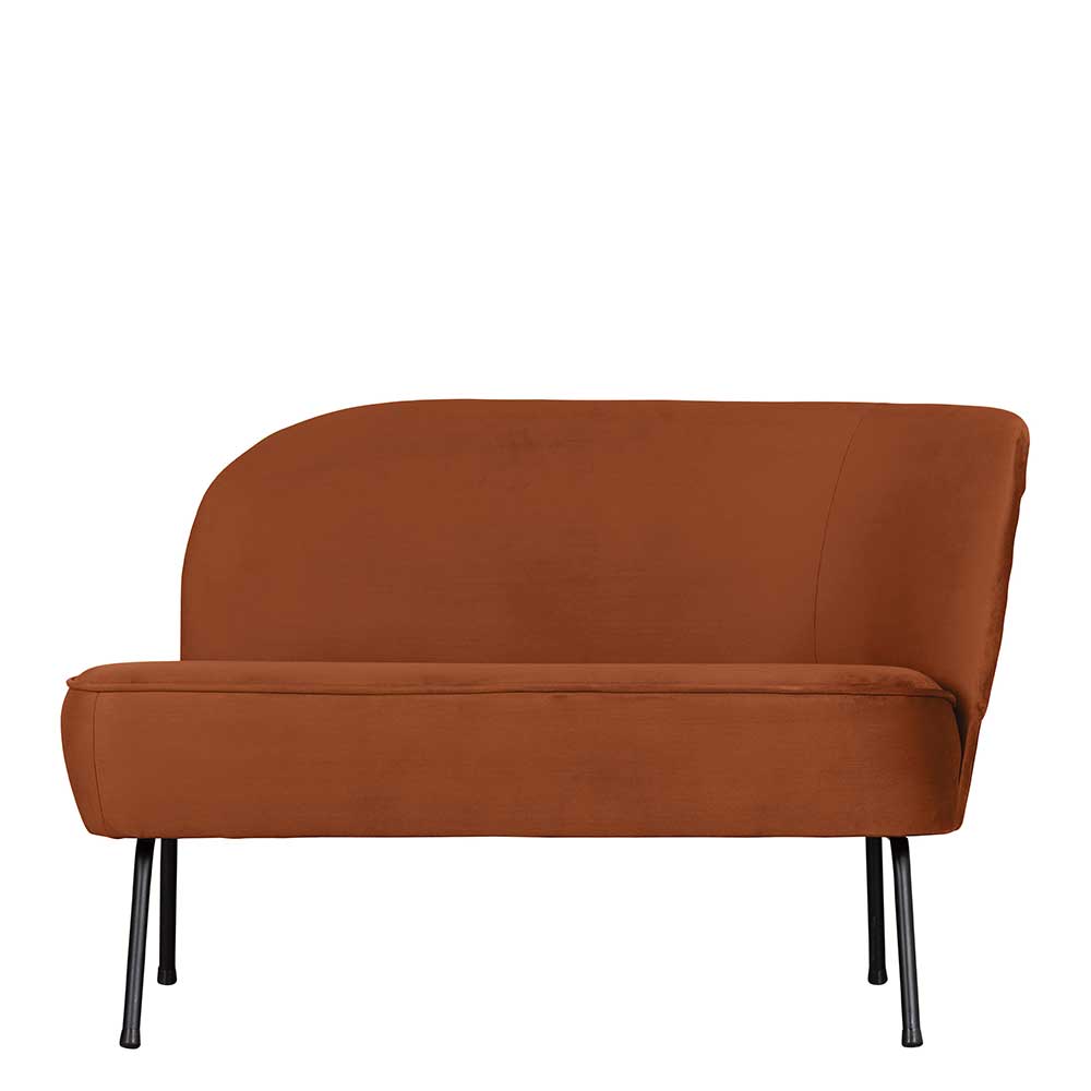Kleine Couch Losiamos in Rostfarben aus Samt und Metall