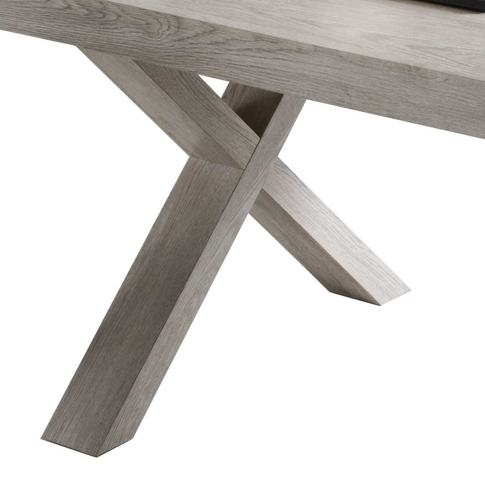 Tisch Esszimmer modern Ivalin in Kiefer Grau Holzoptik mit zwei Einlegeplatten