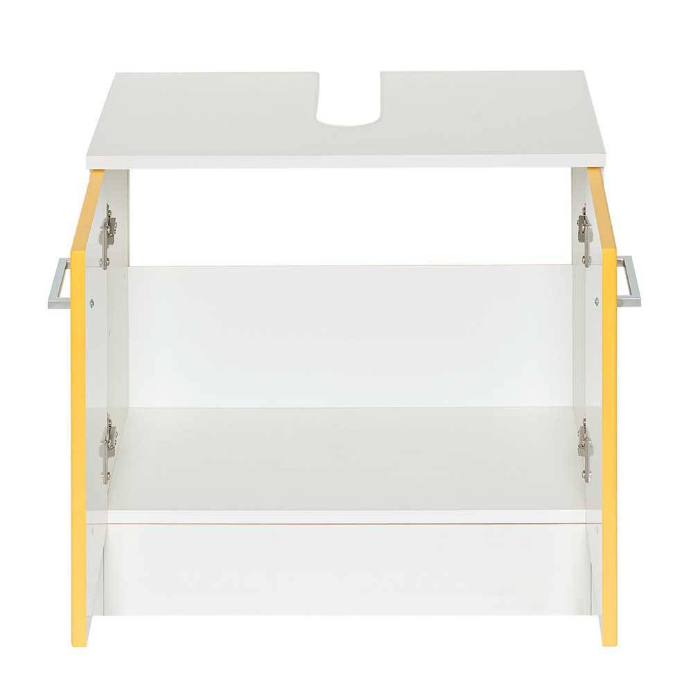 Moderne Möbel Kombination Stredan in Gelb und Weiß mit LED Beleuchtung (vierteilig)