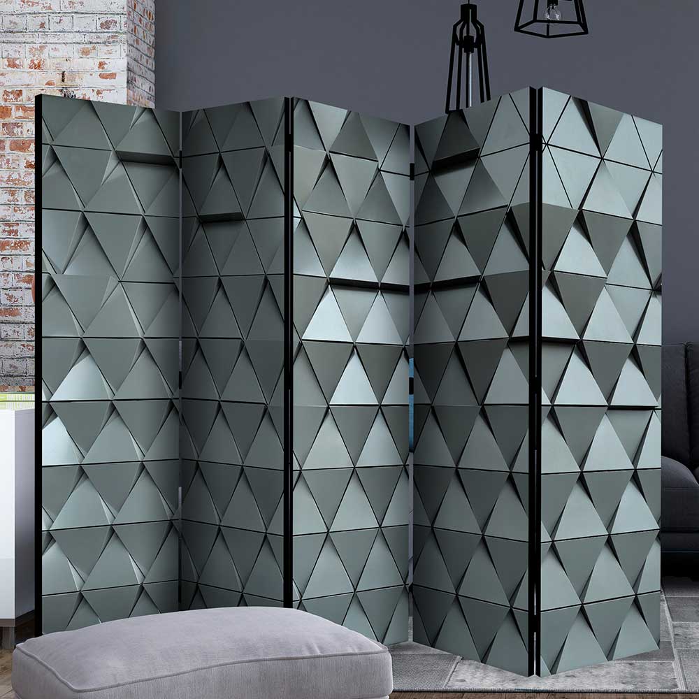 Indoor Sichtschutz Utperio in Grautönen mit grafischem Metall Muster