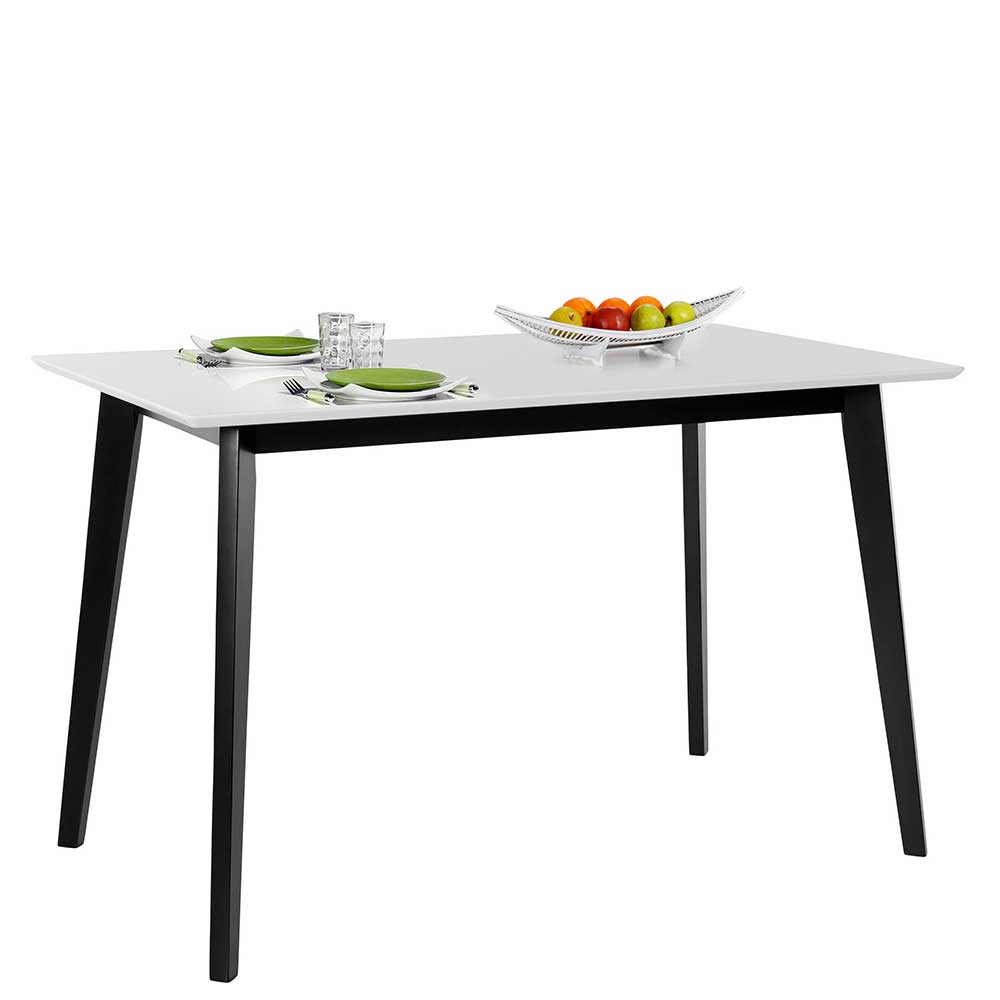 Kleiner Küchen Tisch Luoton in Weiß und Schwarz mit rechteckiger Tischplatte