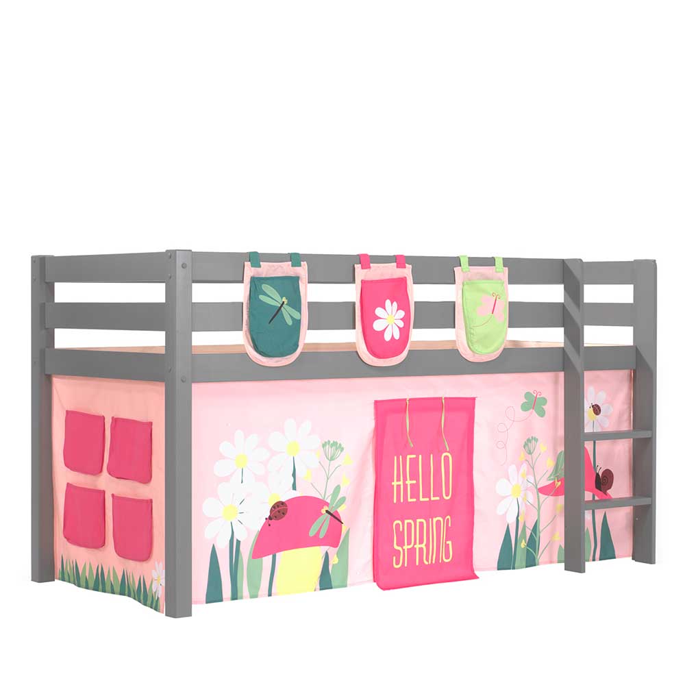 Mädchen Kinderzimmer Bett Dramos Floral in Grau und Rosa