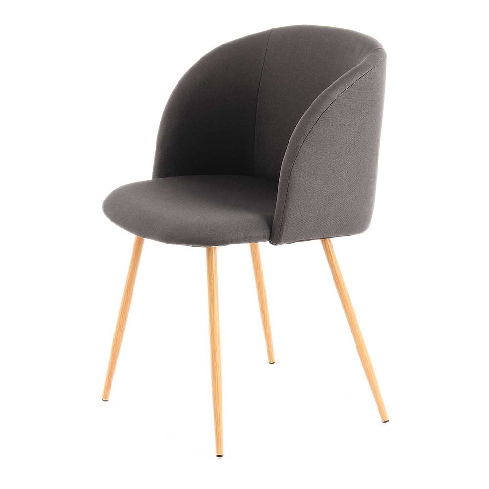 Webstoff Stühle Mocorapo in Grau mit Metallgestell in Naturfarben (2er Set)