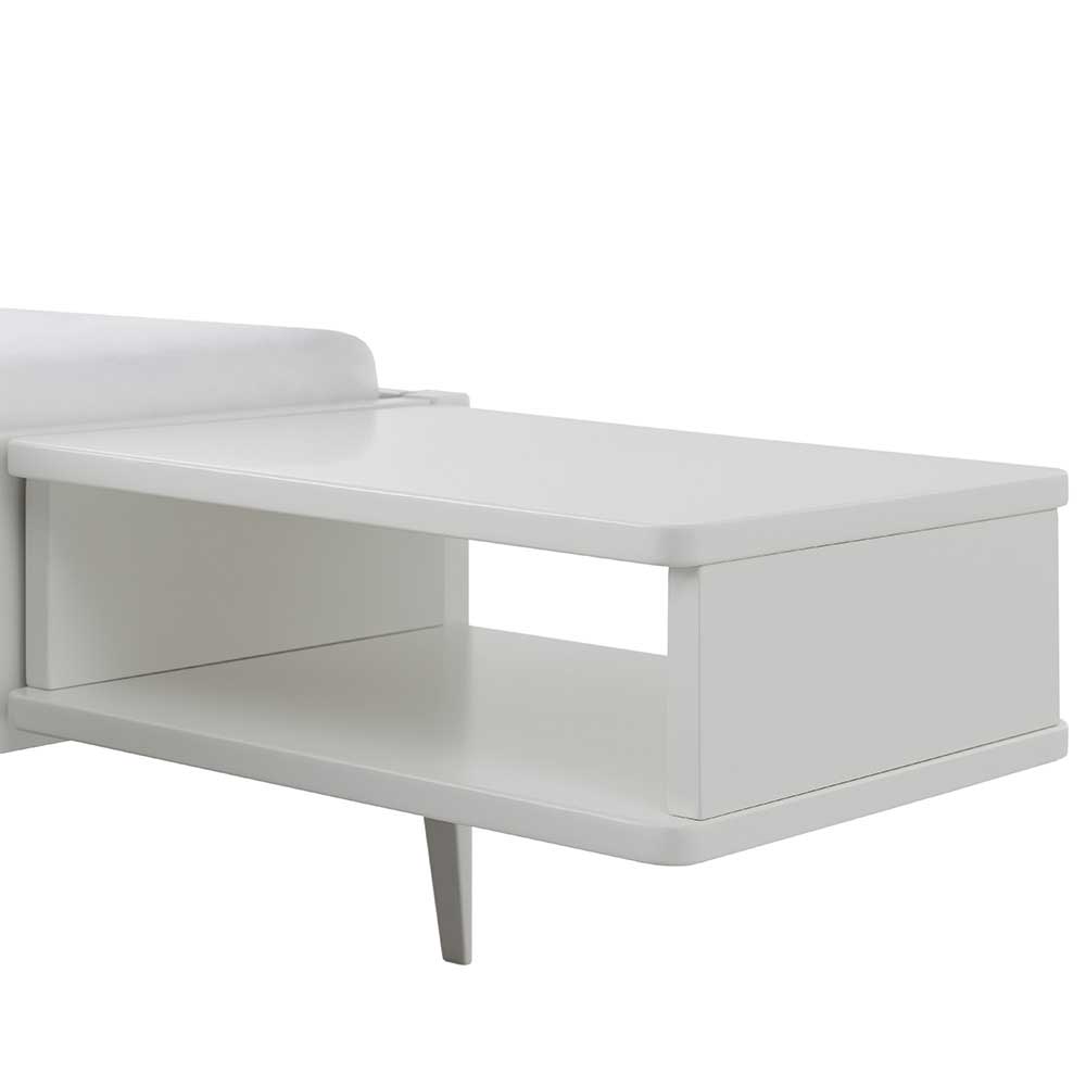 Weißes Buche massiv Doppelbett Visita in modernem Design 160x200 und 180x200