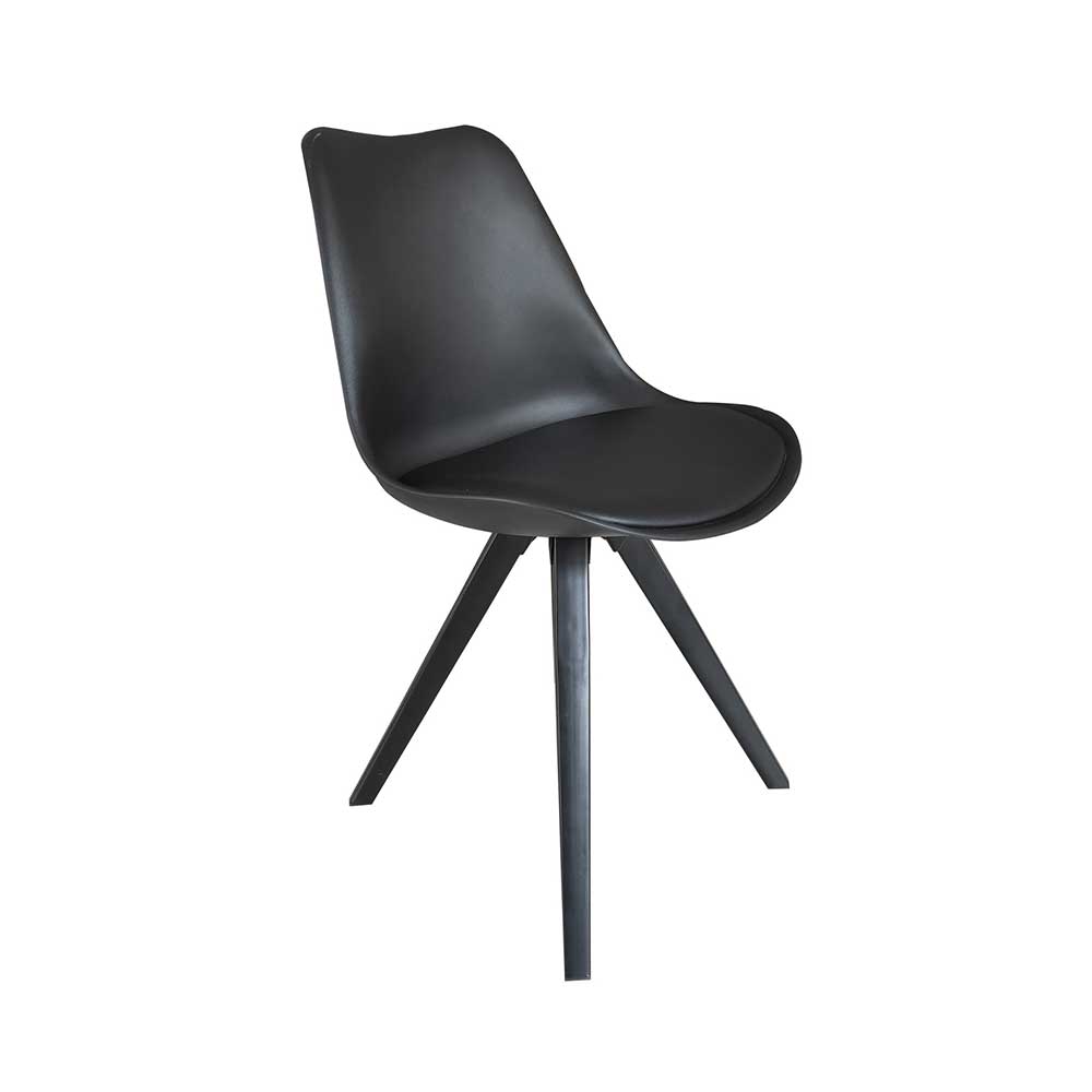 Skandi Design Esstisch Stühle Galadira in Schwarz mit Gestell aus Metall (2er Set)