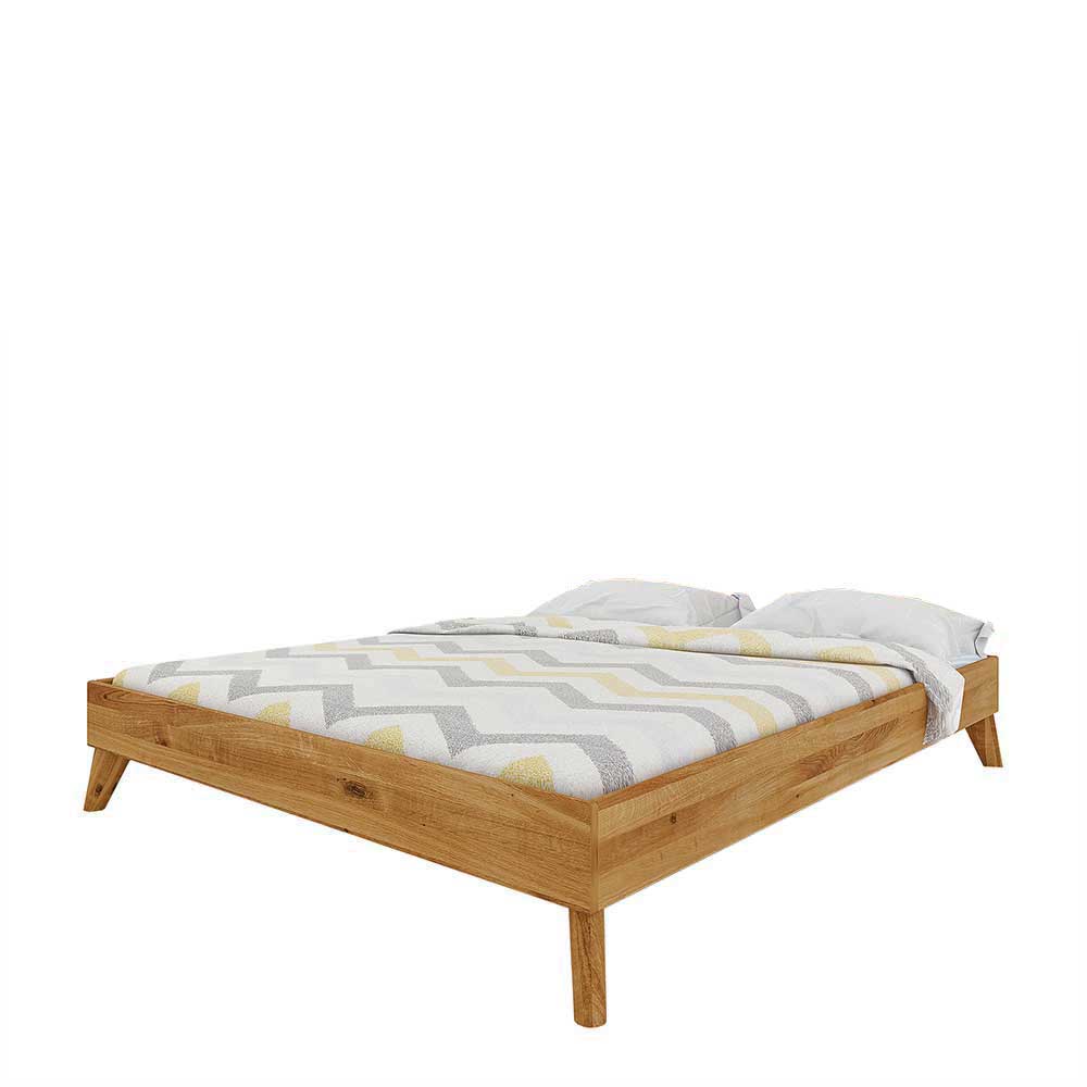 Tiefes Bett Vinial aus Wildeiche Massivholz ohne Kopfteil