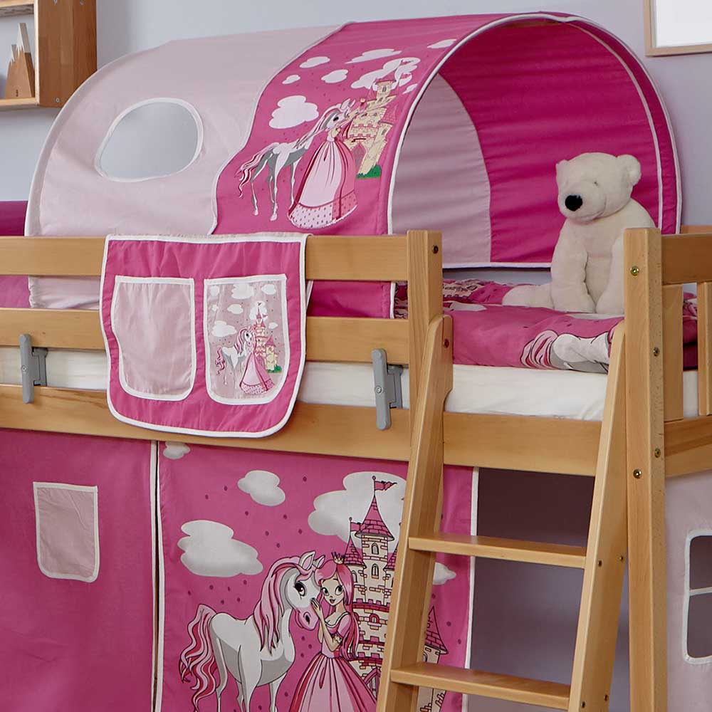 Kinder Einzelbett Lucapa im Prinzessin Design halbhoch