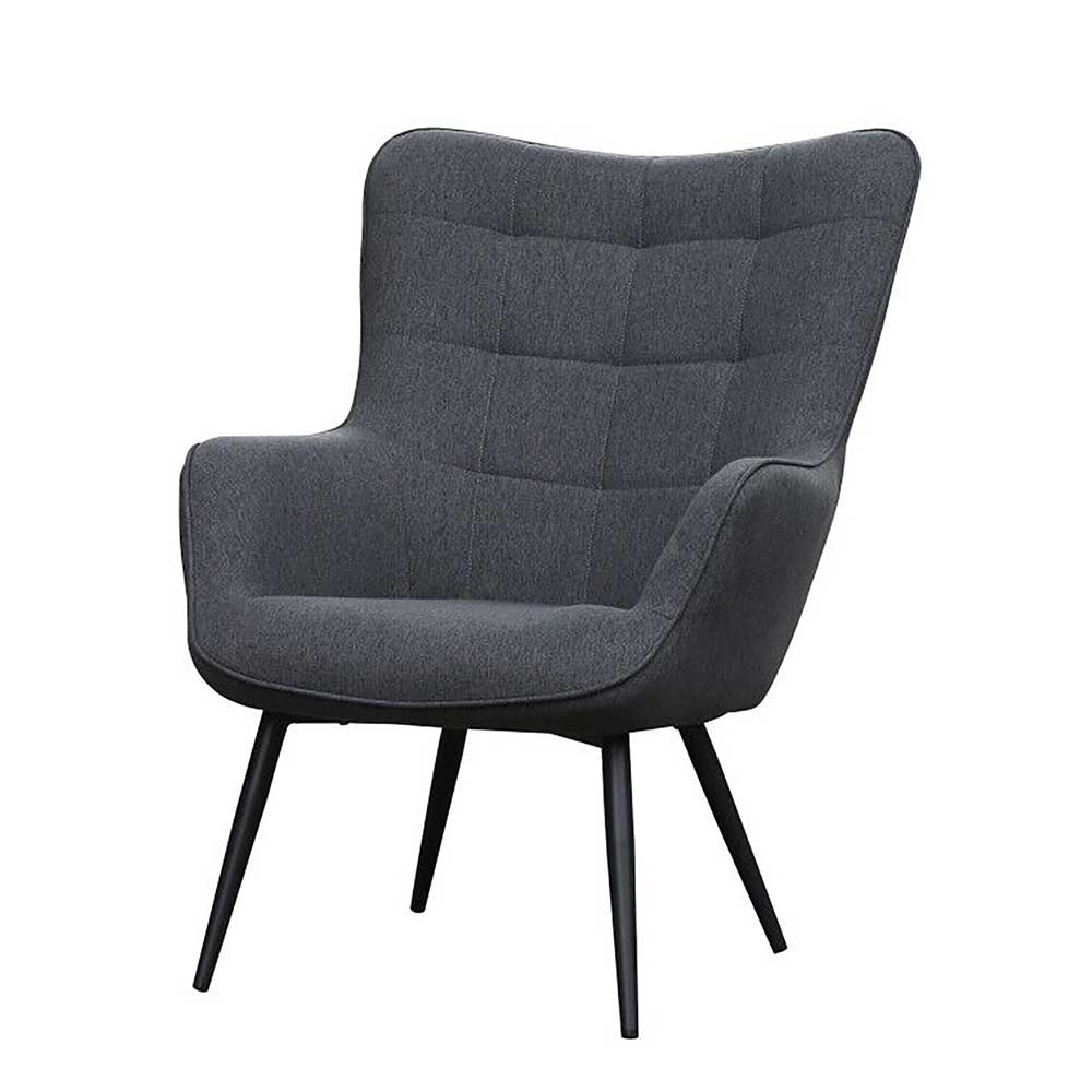 Dunkelgrauer Sessel mit Hocker Matti im Skandi Design - 45 cm Sitzhöhe