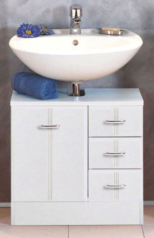 Waschbeckenunterschrank Toulouse in Weiß matt mit drei Schubladen