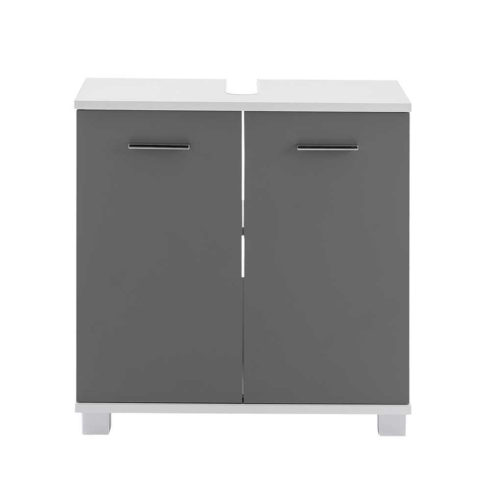 Waschbeckenschrank Rustina mit 2 Türen in Grau und Weiß